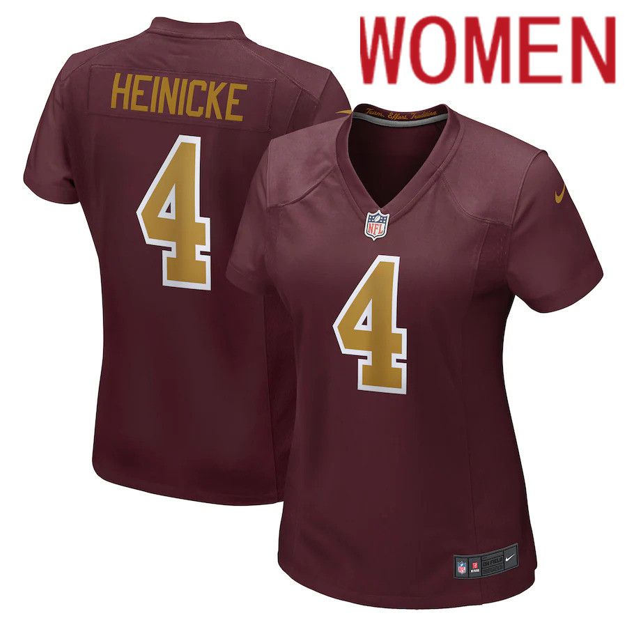 Women Washington Redskins 4 Taylor Heinicke Nike Burgundy Alternate Player Game NFL Jersey